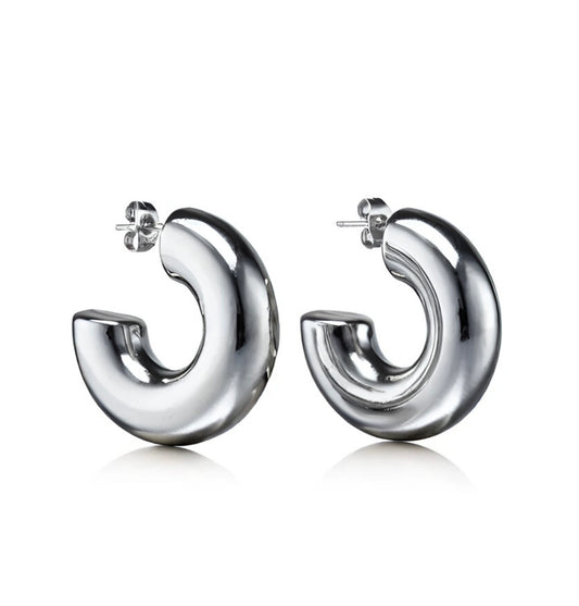 Hollow Hoops - silver